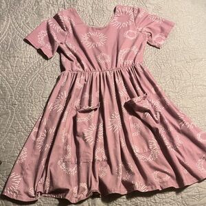 Charming Mauve Kids Dress with Sunburst Dress Design